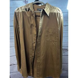 Men's dark tan Croft & Barrow large tall long sleeve button down wrinkle resista